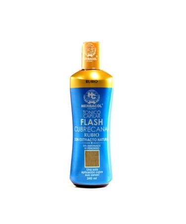 Blonde "Flash" Gray Hair Cover | Ammonia and Peroxide Free | Herbacol Rubio "Flash" Cubrecanas | Sin Amoniaco ni Peroxido | 8.1 oz-240ml
