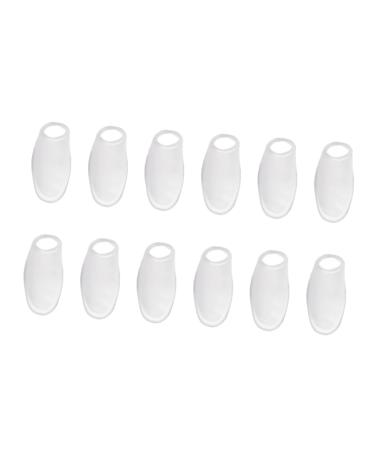 Healeved 6 Pairs Toe Splitter Tool Stand Silicone Toe Sleeves Hammer Toe Straightener Toe Spacers Toe Sleeves for Silicone Bunion Separator Foot Valgus Protector Foot Separators White Corn