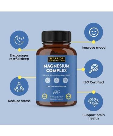 Warrior Strong Wellness Magnesium Complex -Triple Blend 100% Chelated Mag Supplement-Magtein Magnesium L-Threonate for Memory & Brain Health -Glycinate Sleep Well-Taurate- Relaxation - Buy Online on GoSupps.com