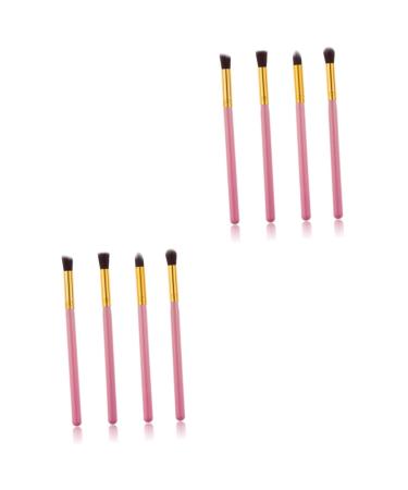 OHPHCALL 8 Pcs Eye Make-up Brush Kit Synthetic Hairs Brushes Foundation Makeup Brushes Eyeshadow Stick mediumx2pcs Pink+goldx2pcs