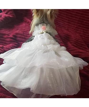 DELIFUR White Dog Wedding Dress - Elegant Princess Dress for Small to Medium Dogs (Size M) - Buy Online on GoSupps.com