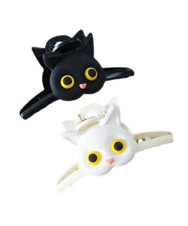 Large Hair Claw Clips  Cat Hair Clips for Women & Girls  Hair Claws Clips For Hair  Matte Claw Clips Hair Claws Clips Hair Clamps Styling Accessories for Girls(white+black)