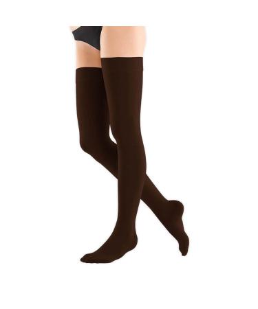 Bauerfeind VenoTrain soft AG CCL1 compression thigh stockings M plus espresso long
