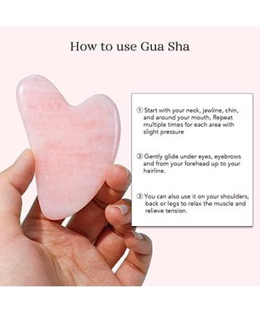 Tiantanghu Rose Quartz Roller and Heart Shape Guasha Massager Set - Facial Skin Care Tools for Body Relaxation (Pink) - Buy Online on GoSupps.com