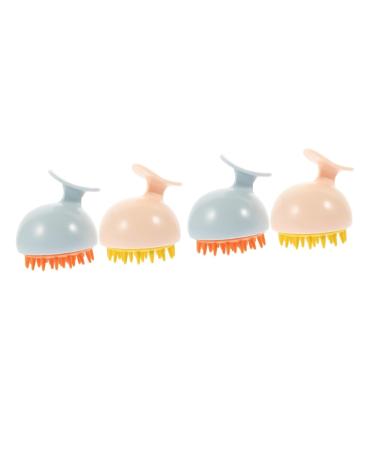 Frcolor 4 pieces Shampoo massage brush cleaning sparkling scalp massager for the household head supply scalp showering ice cream form ABS travel shampoo brush japanese style