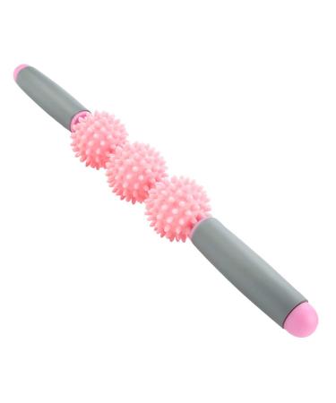 Capormory fascia muscle roller pressure point massage roller yoga stick cellulite spiked ball hand -held body massager for back arms shoulder leg (pink)