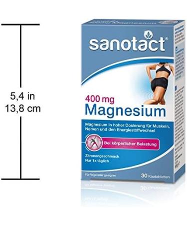 Sanotact Magnesium 400mg PUR - Vegan Chewing Tablets (30) | High-Dose Magnesium for Kids 12+ | Instant Effect | Fruity Lemon Flavor (2 Pack) - Buy Online on GoSupps.com