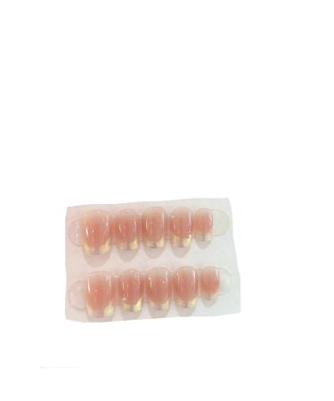 Handmade peach pink jelly press on nails long full cover ballet fake nails with glue detachable stick on nails short tips (Color : 5 Size : Xs)