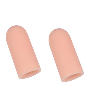 Healvian 10 Pairs Silicone Gel Silicone Finger Sleeve Silicone Toe Sleeves Toe Caps Relief Foot Covers Rubber Finger Covers Toe Covers Toe Protectors Protective Case Gloves Condom Khaki 4X1.5cm