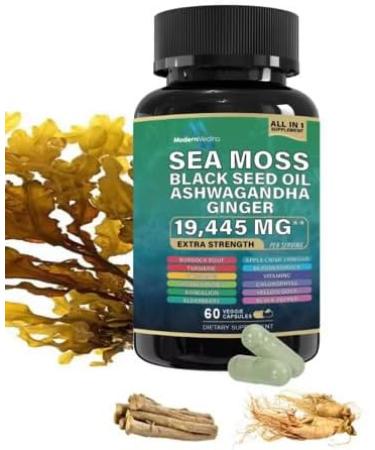 22-in-1 Sea Moss Herbal Supplement with Himalayan Shilajit Ashwagandha Rhodiola Rosea Ginseng 19445mg Veggie Capsules (120 Capsules Sea Moss Capsule) Sea Moss (Pack of 2 120 Caps) 120 Count (Pack of 1) - Buy Online on GoSupps.com