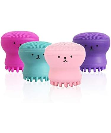 Silicone Facial Cleansing Brush Cute Animal Octopus Silicone Manual Cleaning Brush for Deep Cleansing Gentle Exfoliating Skin Massaging for All Skin Type Bagged/Purple - Buy Online on GoSupps.com