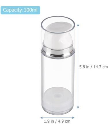 FRCOLOR 2pcs Empty Airless Pump Bottle Refillable Plastic Vacuum Pump Press Bottle Travel Cosmetic Foundation Containers Dispenser for Lotion Cream Essential Oil 100ml 14.7x4.9cm Transparent - Buy Online on GoSupps.com
