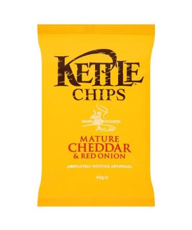 Kettle Kettle Chips Mature Cheddar & Red Onion 40 g (lot de 18 x 40 g)