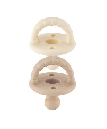 Itzy Ritzy Sweetie Soother Silicone Pacifiers with Handle | Set of 2 in Buttercream & Toast | Ages 0-6 Months - Buy Online on GoSupps.com