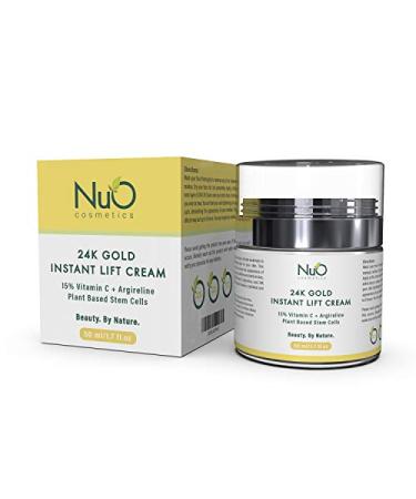 nuorganic 24k Gold Instant Lift Face Cream with Plant Stem Cells & Vitamin C - Anti Aging & Skin Firming Moisturizer for All Skin Types - Vegan & Cruelty Free (1.7 fl Oz)
