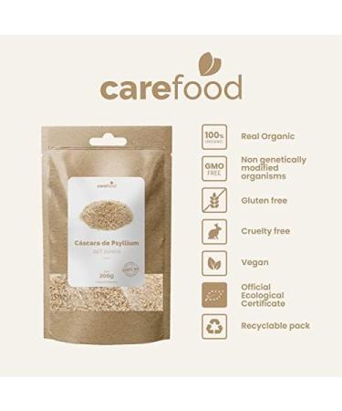 Carefood - 99% Pure Organic Psyllium Husk - 100% Organic Gluten Free Vegan - Better Digestion and Satiety Effect - Natural Source of Fiber - Combine with Dishes Juices or Drinks - 200g - Buy Online on GoSupps.com