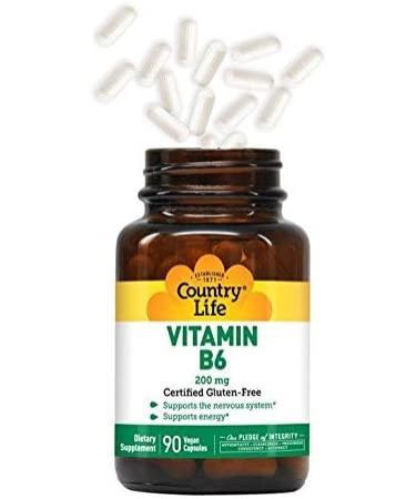 Country Life Vitamin B6-90 Vegan Capsules: Supports Nervous System & Energy - Buy Online on GoSupps.com