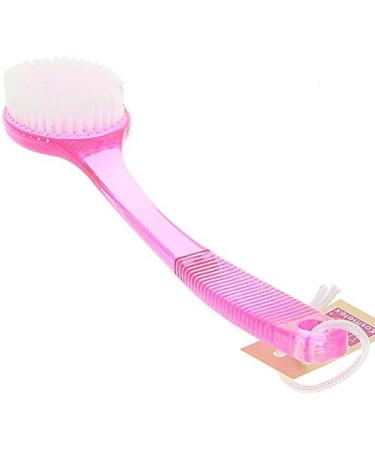Pink Bath Brush - Transparent Light Pink Sauna Brush with Long Handle | Durable Plastic Shower Tool for Exfoliation - Buy Online on GoSupps.com