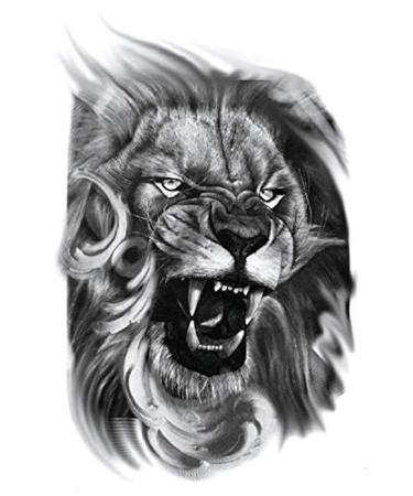 Kotbs Full Arm Temporary Tattoos - 12 Sheets | Fake Sleeve Tattoo Sticker for Halloween Party | Lion Tiger Design | Men Women - Buy Online on GoSupps.com