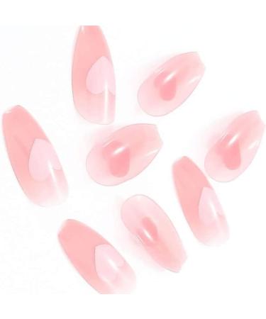 U-K Fake Nail Pink Heart False Nail Acrylic Full Cover Fingernails Press on Nails Set Artificial Long False Nail for Women Girls 24 PCS Practical & Professional - Buy Online on GoSupps.com