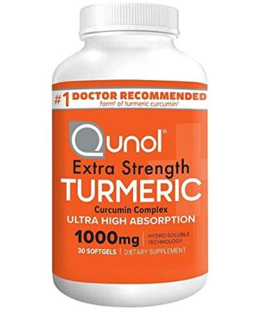 Turmeric Curcumin Softgels Qunol with Ultra High Absorption 1000mg Joint Support Dietary Supplement Extra Strength 30 Softgels Soft Gels 30 Ct