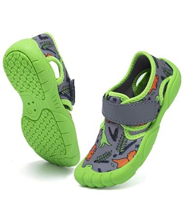 EQUICK Toddler Water Shoes Boys Girls Cute Aquatic Water Shoes for Kids Quick Drying Lightweight Sport Shoes Toddler & Little Kid 7.5-8.5 Toddler Grey.green