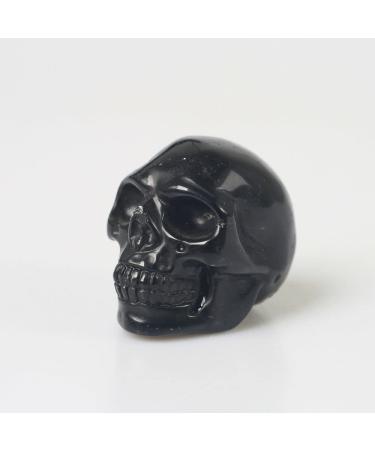 Natural Crystal Rough 1PC Black Obsidian Quartz Skull Specimen Reiki Rock Hand Carved Figurine Stones