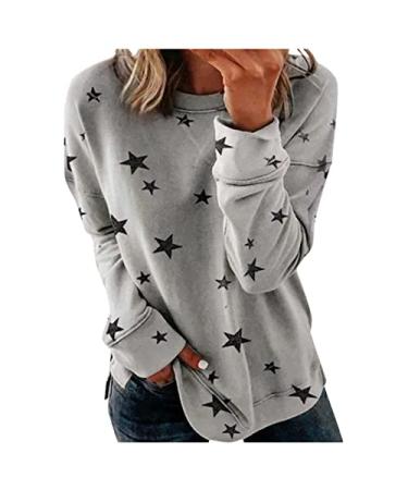 WFJCJPAF Womens Plus Size Spring Fashion 2023 Long Sleeve Printed Shirts 1/2 Zip Sweatshirt Solid Crewneck Pullover Tops 05#gray X-Large