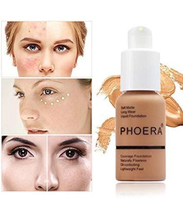 Glamza PHOERA Full Coverage Matte Foundation Concealer + Flat Face Brush (108 TAN) | Long Lasting, Brightening, Professional | UK Seller - Buy Online on GoSupps.com