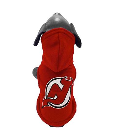 All Star Dogs NHL New Jersey Devils Polar Fleece Hooded Dog Sweatshirt New Jersey Devils X-Small Red