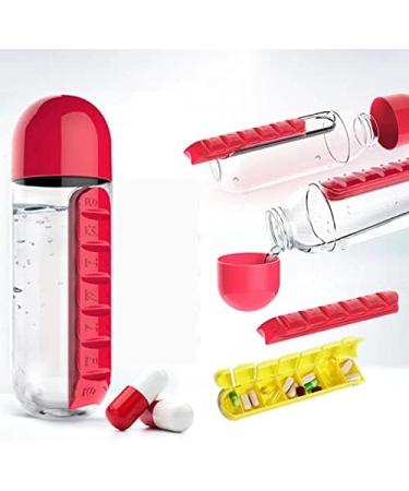 Buy Lucky Bamboo 2 in 1 Daily Medicine Box & Sports Water Bottle - 7 Days Pill Organizer (Yellow) for International Shipping - Buy Online on GoSupps.com