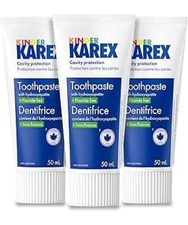 Kinder Karex Hydroxyapatite Kids Toddler Toothpaste 50 ml Fluoride Free Safe If Accidentally Swallowed - 3 x 50 ml 50 ml (Pack of 3)