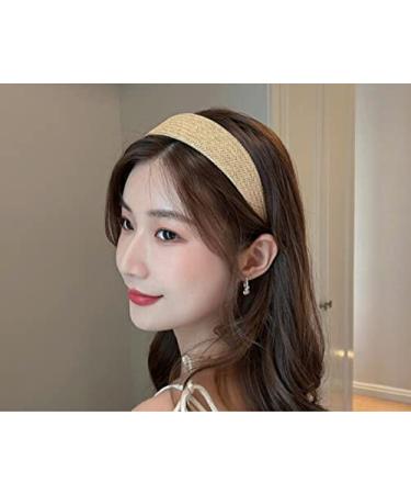 Shop Wide Braided Straw Headband for Women | Coarse Rattan Woven Hair Bands | Non-Slip Thick Hair Accessories | Bohemian Style - Buy Online on GoSupps.com