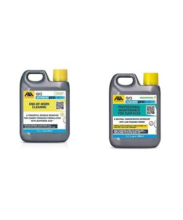 FILA Surface Care Solutions DETERDEK PRO Cement Remover and Brick/Patio Acid Cleaner Porcelain Tile 1L Bundle with FILA Surface Care Solutions CLEANER PRO - Hard Floor Cleaner Liquid 1L