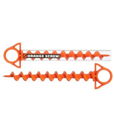 Orange Screw: The Ultimate Ground Anchor | Large 2 Pack Tent Stakes | Made in USA (Orange)