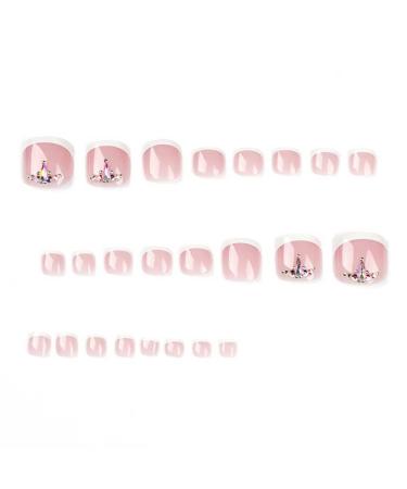 Square Press On French Pink Toenails 24pcs - Foccna Acrylic False Nails - Buy Online on GoSupps.com