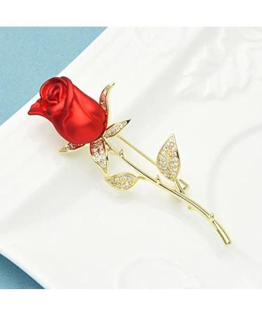 Pin Jewelry Gifts for Women Ladies Fashion Accessories Ladies Elegant Red Rose Flower Brooch Classic Party Brooch Rose Shaped Brooch Brooches & Pins - Buy Online on GoSupps.com