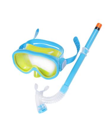 Swimming Studying Goggles Diving Mask Snorkel Set (for Age 4-8) Light-blue