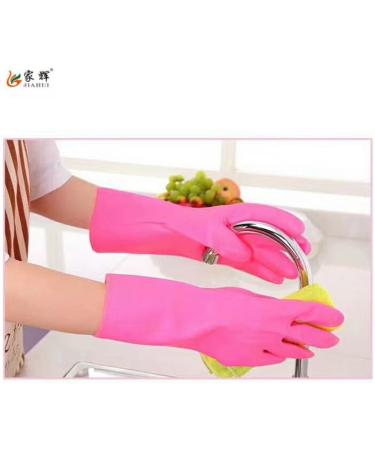 Fleece short cleaning housework gloves Dishwashing with fleece plastic gloves pink - Buy Online on GoSupps.com