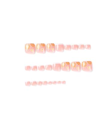 Flower Design Square Press on Toenails - 24Pcs Pink False Toenails for Women and Girls - Buy Online on GoSupps.com