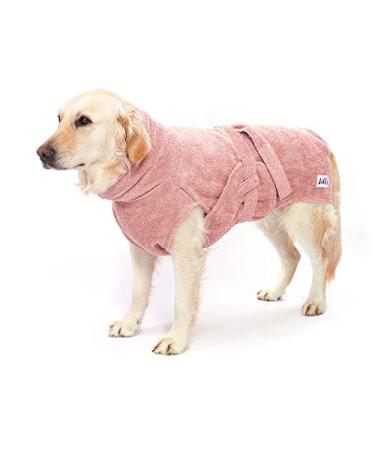 Lill's dog wadder 100% organic cotton bathrobe dog extra absorbent pinkberry (pink/pink) (m: 55 cm back length) m: 55 cm back length pinkberry (pink/pink)
