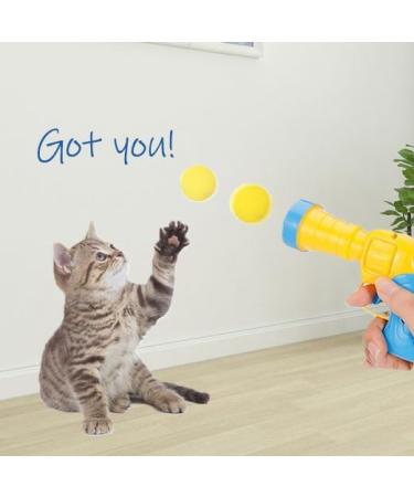 Cat Interactive Toys Cat Ball Toy Toy Ball Launcher with 100pcs Soft Pom Pom Balls Cat Fetch Toys for Indoor Exercise Pet Chasing Training Toys - Buy Online on GoSupps.com