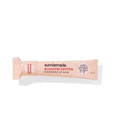 Sunniemade Nourishing Lip Balm - Blossom Butter Geranium Scent Softening Baobab Oil Natural & Vegan Plastic-free Packaging