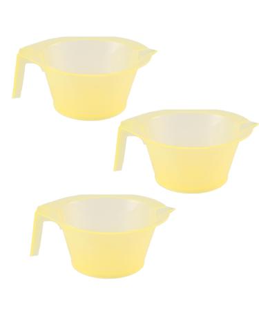 Sewroro Lot de 3 Bols Teinture Capillaire Jaunes en Plastique Gobelets Robustes pour Coloration DIY Outil de Teinture Cheveux Pratique pour Usage Maison et Salons de Coiffure