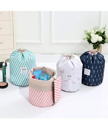 Xiangate Barrel Shaped Cosmetic Bag for Travel | Stylish White Flamingo Make-up & Brush Storage | Hangable Cultural Bags with Cord - Buy Online on GoSupps.com