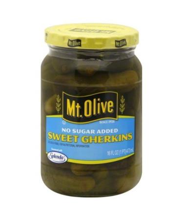 Mt. Olive Sweet Gherkins No Sugar Added 16 Oz (Pack of 2)