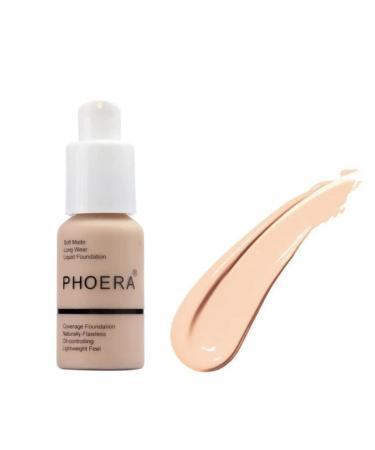 EZ BUYS UK PHOERA Full Coverage Foundation and Makeup Concealer 24HR Lightweight Soft Matte Poreless Liquid Foundation - Oil-Control Formula - Suitable for All Skin Types (103 Warm Peach) 30.00 ml (Pack of 1) (103 WARM PEACH)