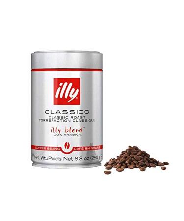 illy Classico Whole Bean Coffee Medium Roast Classic Roast with Notes Of Chocolate & Caramel 100% Arabica Coffee No Preservatives 250g (Pack of 2) Classico Medium Roast 250 g (Pack of 2)