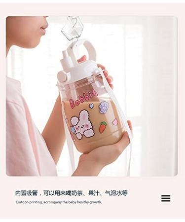 PEXIZUAN Kawaii Big Belly Water Bottle with Strap and Straw - Green 1300ML - Buy Online on GoSupps.com