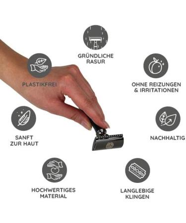 Mylily Razor Hobel with 5 Blades | Eco-Friendly Safety Razor for Women | Zero Waste Shaving | Perfect Shave | Plastic-Free Intimate Area Care | Black - Buy Online on GoSupps.com